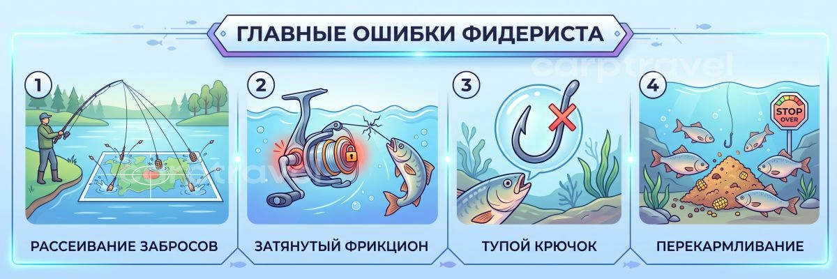 Ошибки, из-за которых карп не клюёт и сходит с крючка Ошибки, из-за которых карп не клюёт и сходит с крючка