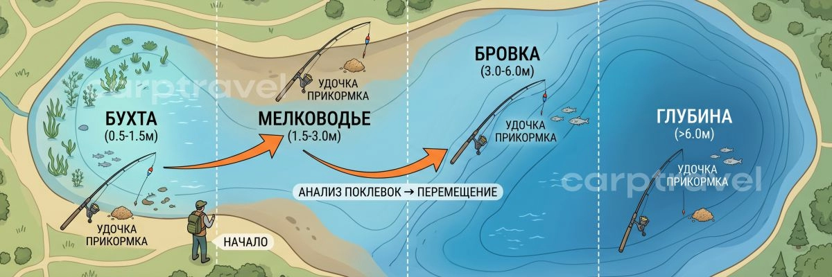 Где кормить карпа на рыбалке: разведка боем в первые сутки решает все Где кормить карпа на рыбалке: разведка боем в первые сутки решает все