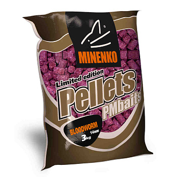 Пеллетс Minenko PMbaits Bloodworm 14мм 3 кг (Мотыль)   Малиновый
